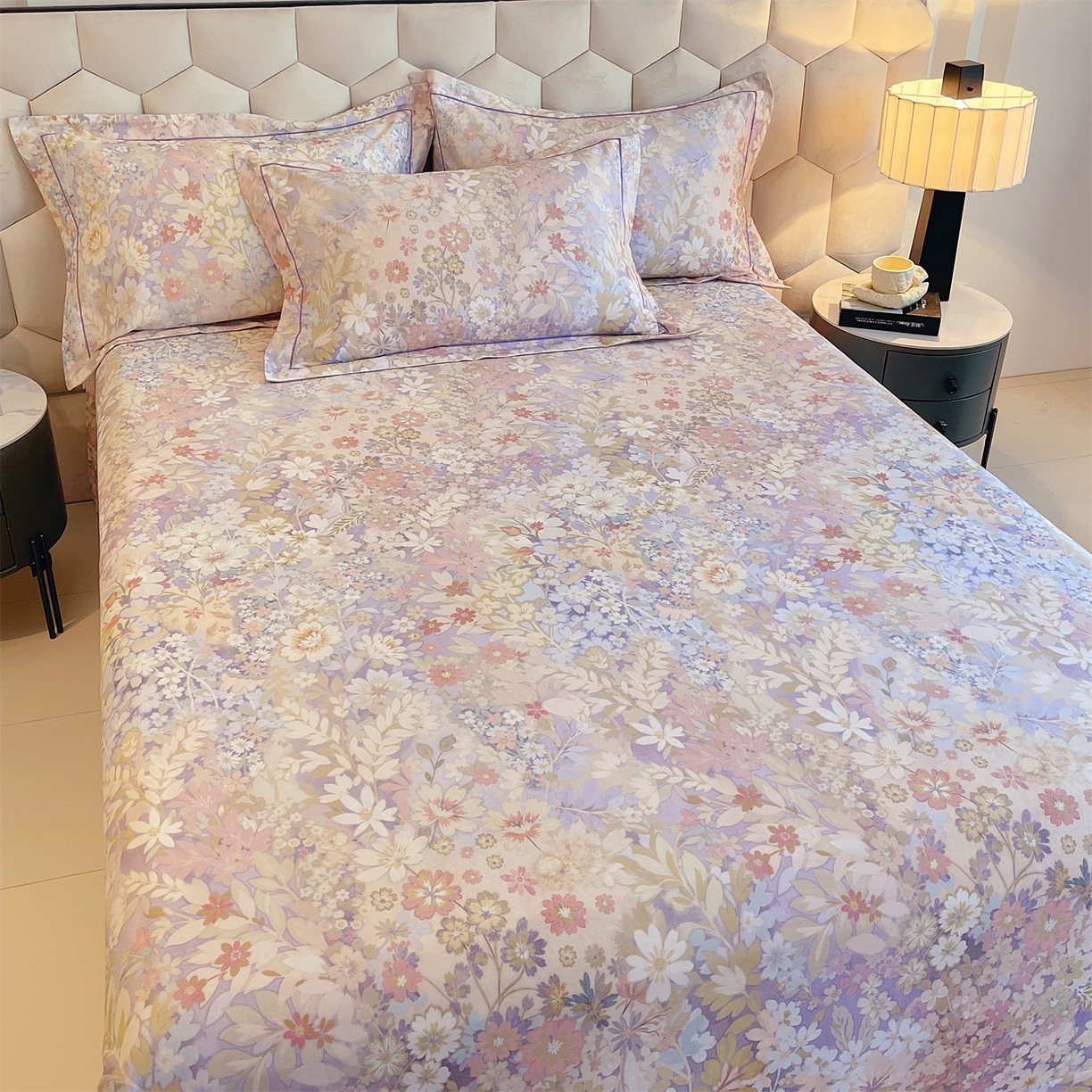 91家纺网 家纺一手货源 找家纺 （总）宝齐莱家纺 2025新款全棉磨毛印花床单四件套-系列二