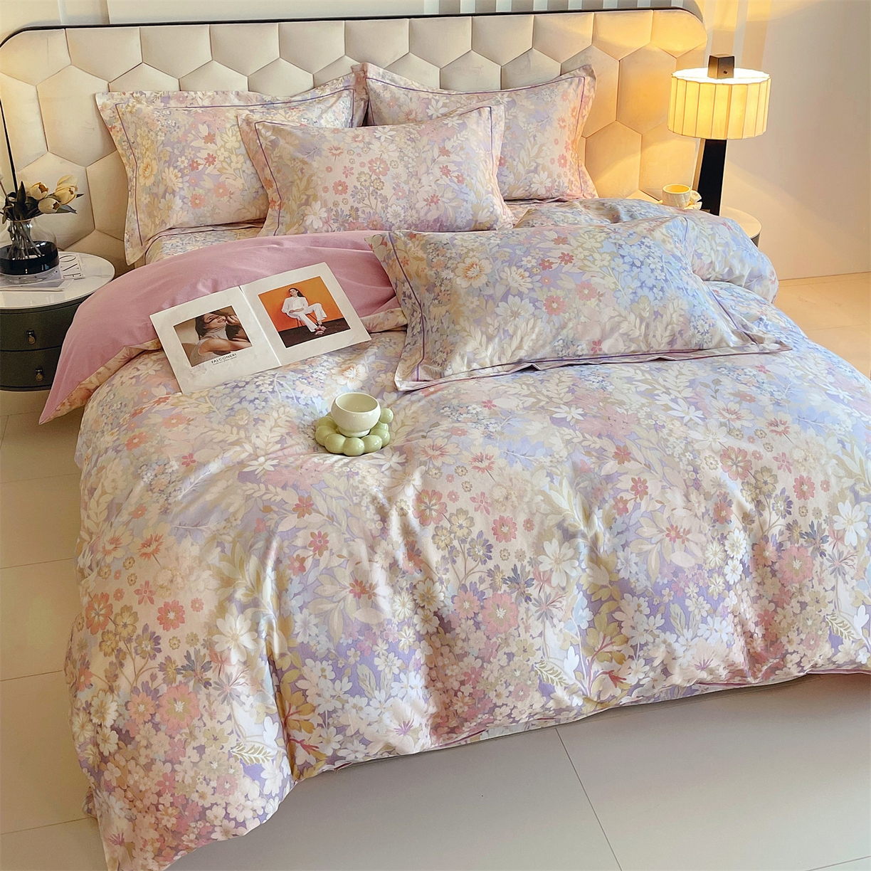 91家纺网 家纺一手货源 找家纺 （总）宝齐莱家纺 2025新款全棉磨毛印花床单四件套-系列二