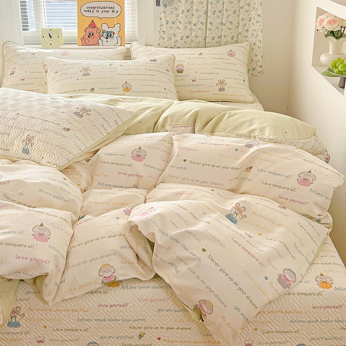 91家纺网 家纺一手货源 找家纺 羽爱家纺 2025新款A类全棉印花水洗床盖三件套系列 笔记