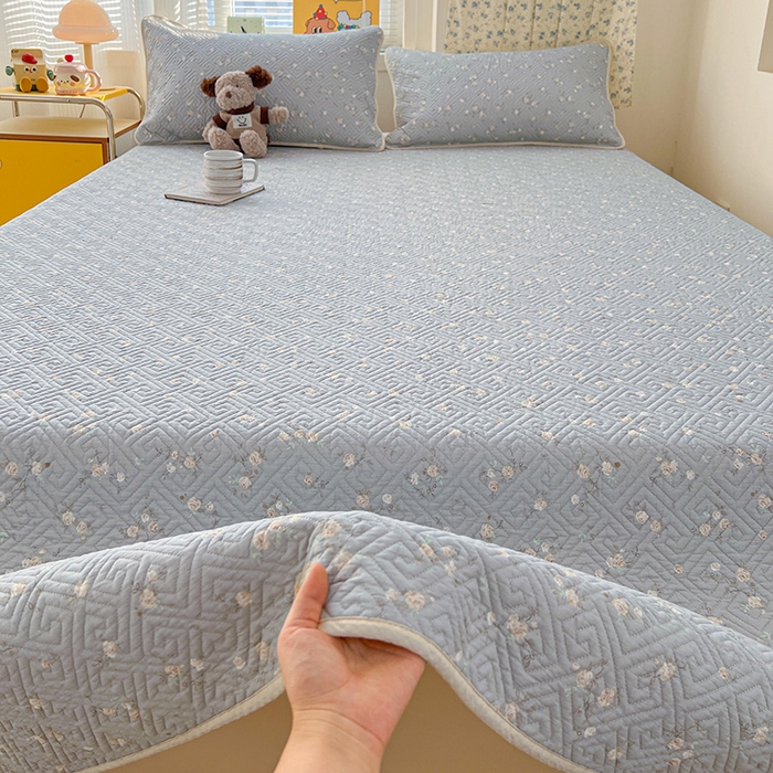 91家纺网 家纺一手货源 找家纺 羽爱家纺 2025新款A类全棉印花水洗床盖三件套系列 薄荷碎