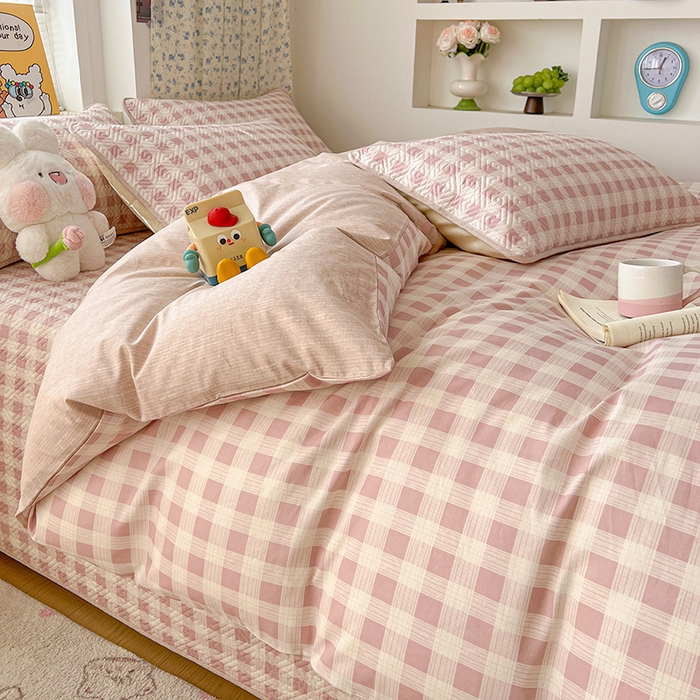 91家纺网 家纺一手货源 找家纺 羽爱家纺 2025新款A类全棉印花水洗床盖三件套系列 格瑞