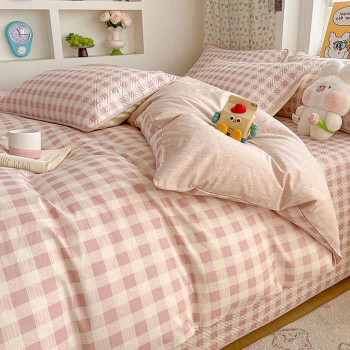 91家纺网 家纺一手货源 找家纺 羽爱家纺 2025新款A类全棉印花水洗床盖三件套系列 格瑞