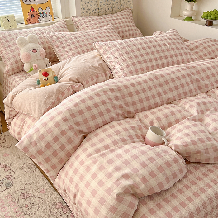 91家纺网 家纺一手货源 找家纺 羽爱家纺 2025新款A类全棉印花水洗床盖三件套系列 格瑞