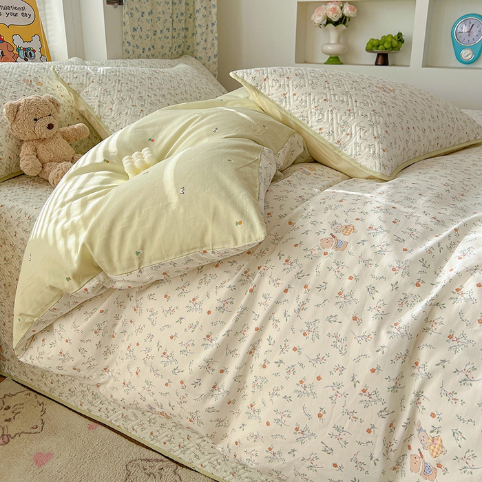 91家纺网 家纺一手货源 找家纺 羽爱家纺 2025新款A类全棉印花水洗床盖三件套系列 好伙伴