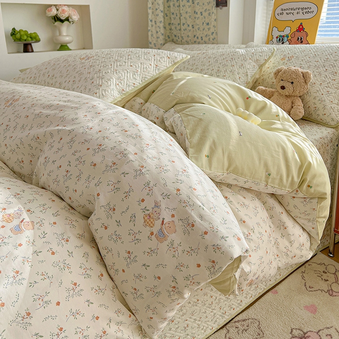 91家纺网 家纺一手货源 找家纺 羽爱家纺 2025新款A类全棉印花水洗床盖三件套系列 好伙伴