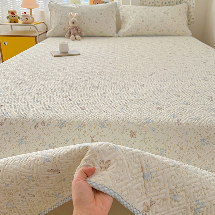 91家纺网 家纺一手货源 找家纺 羽爱家纺 2025新款A类全棉印花水洗床盖三件套系列 花间鹿