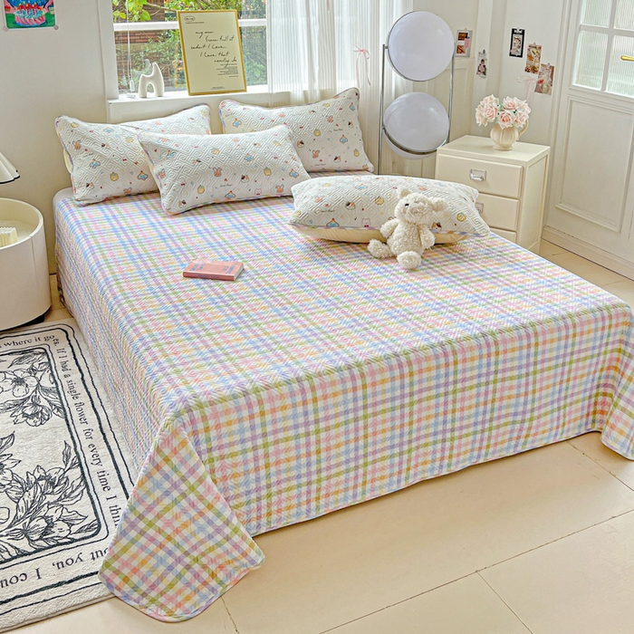 91家纺网 家纺一手货源 找家纺 羽爱家纺 2025新款A类全棉印花水洗床盖三件套系列 萌宠国度