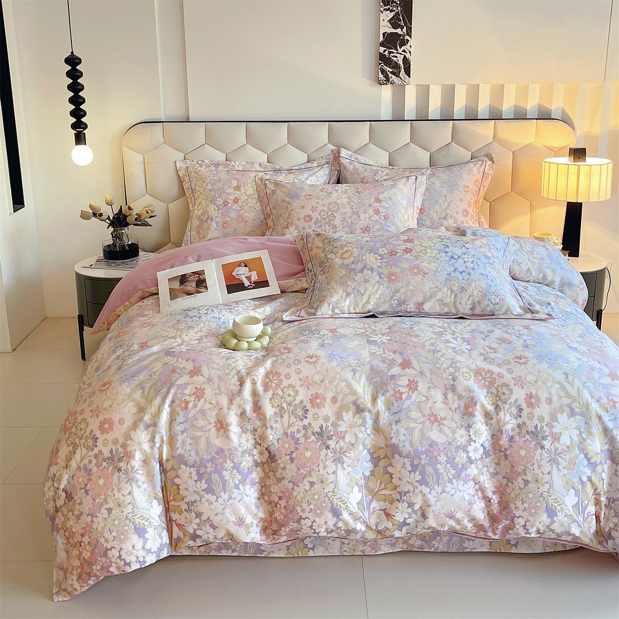 91家纺网 家纺一手货源 找家纺 宝齐莱家纺 2025新款全棉磨毛印花床单四件套-系列二 姹紫嫣红