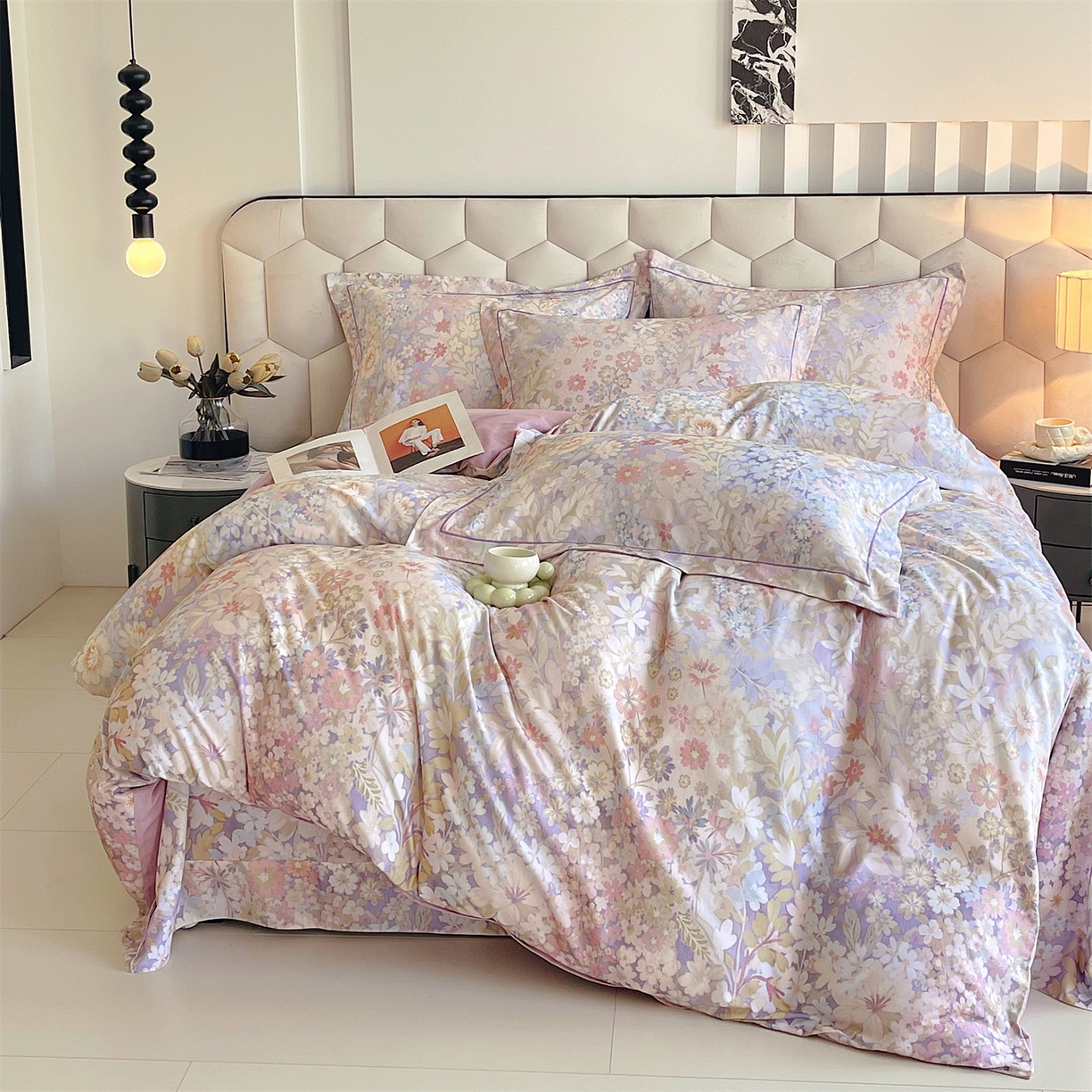 91家纺网 家纺一手货源 找家纺 宝齐莱家纺 2025新款全棉磨毛印花床单四件套-系列二 姹紫嫣红