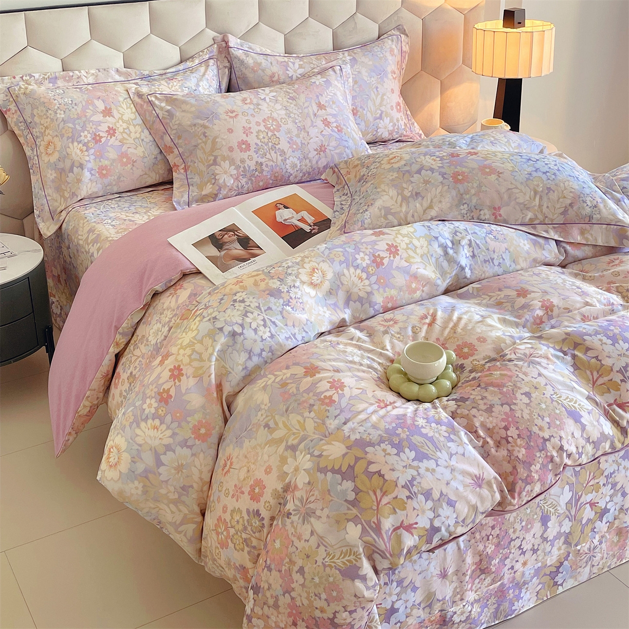 91家纺网 家纺一手货源 找家纺 宝齐莱家纺 2025新款全棉磨毛印花床单四件套-系列二 姹紫嫣红