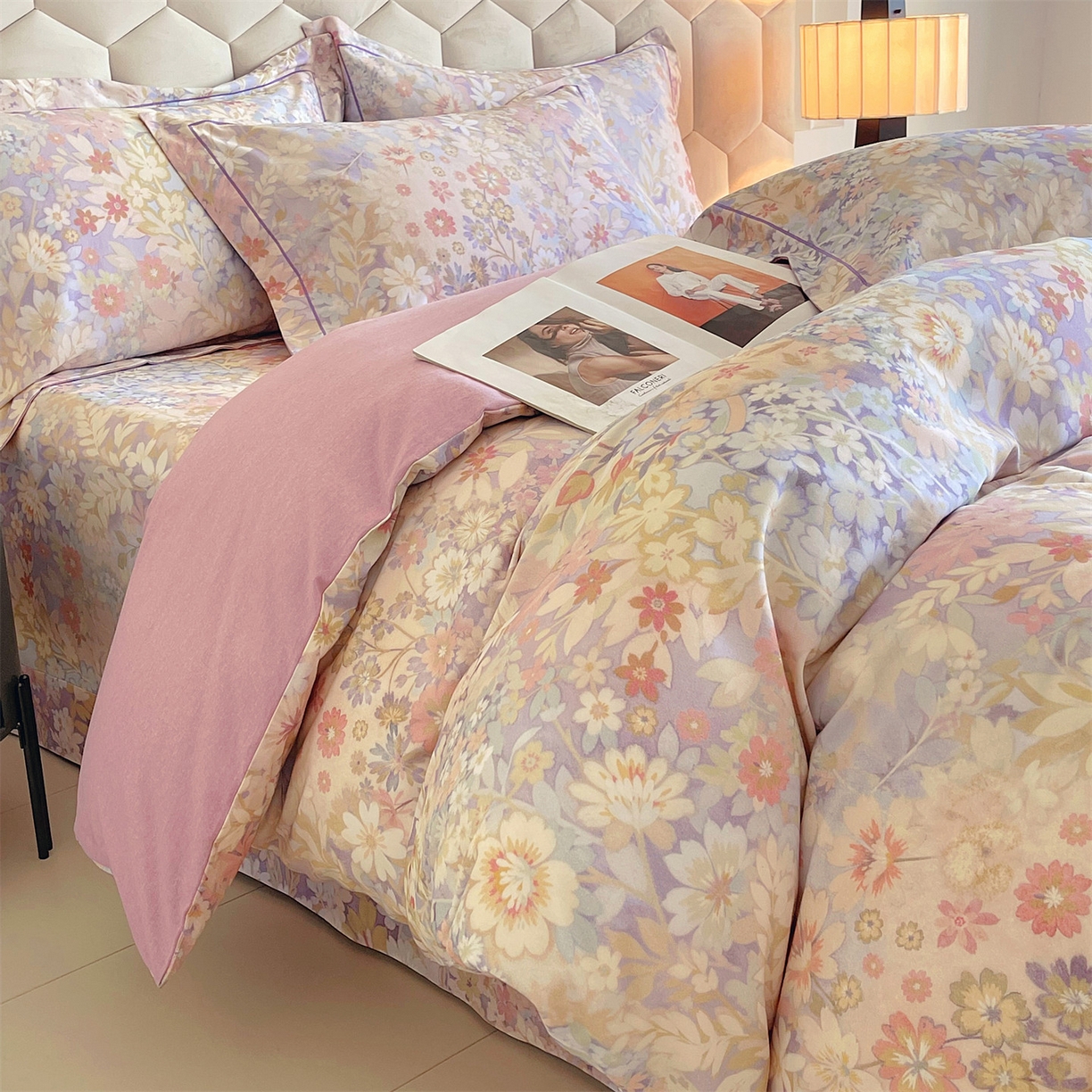 91家纺网 家纺一手货源 找家纺 宝齐莱家纺 2025新款全棉磨毛印花床单四件套-系列二 姹紫嫣红