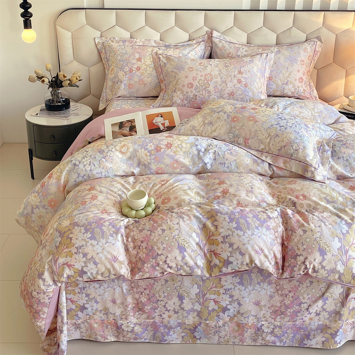 91家纺网 家纺一手货源 找家纺 宝齐莱家纺 2025新款全棉磨毛印花床单四件套-系列二 姹紫嫣红