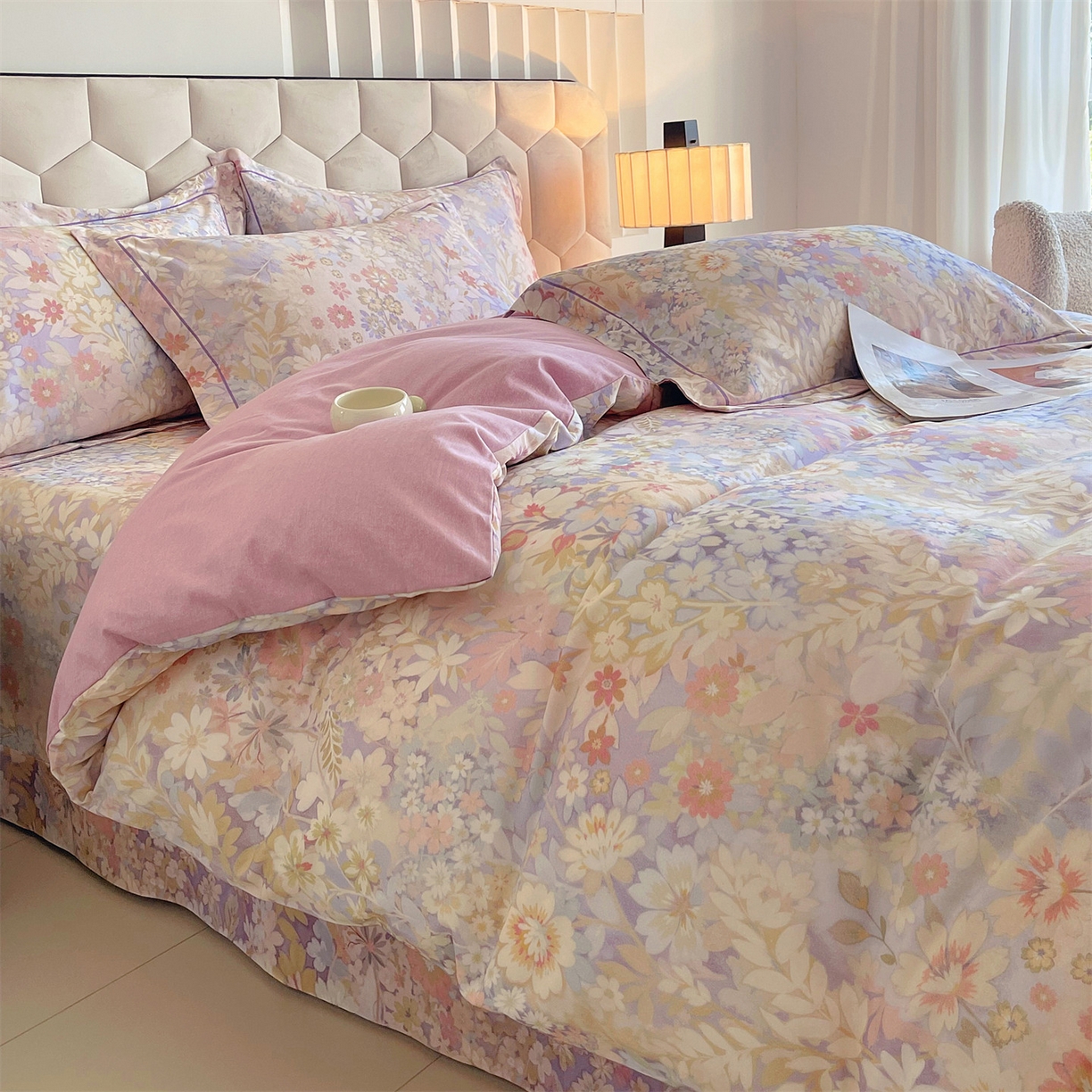 91家纺网 家纺一手货源 找家纺 宝齐莱家纺 2025新款全棉磨毛印花床单四件套-系列二 姹紫嫣红