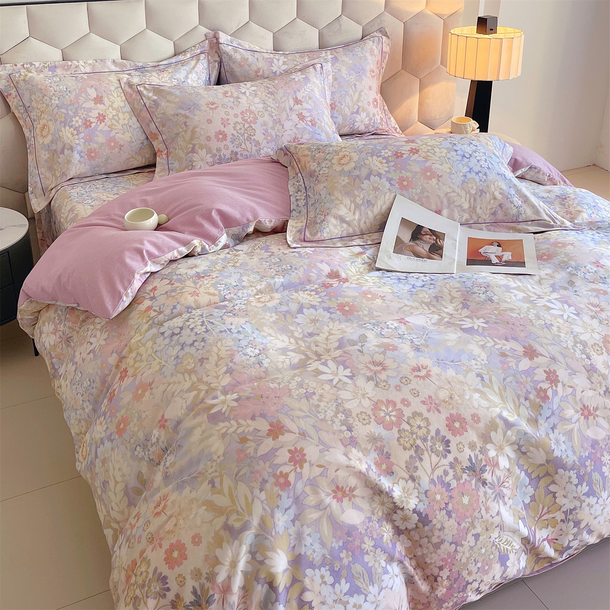 91家纺网 家纺一手货源 找家纺 宝齐莱家纺 2025新款全棉磨毛印花床单四件套-系列二 姹紫嫣红