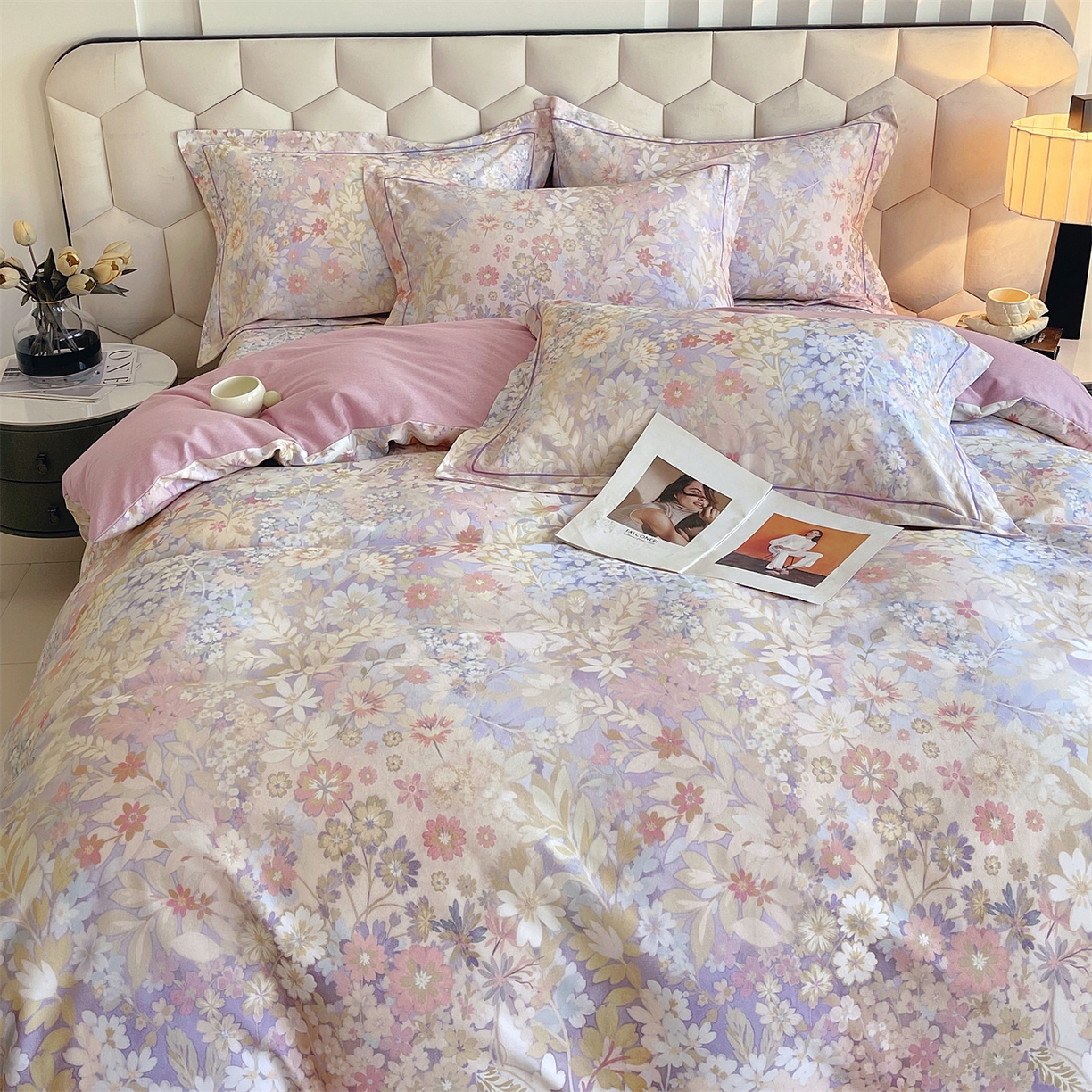 91家纺网 家纺一手货源 找家纺 宝齐莱家纺 2025新款全棉磨毛印花床单四件套-系列二 姹紫嫣红