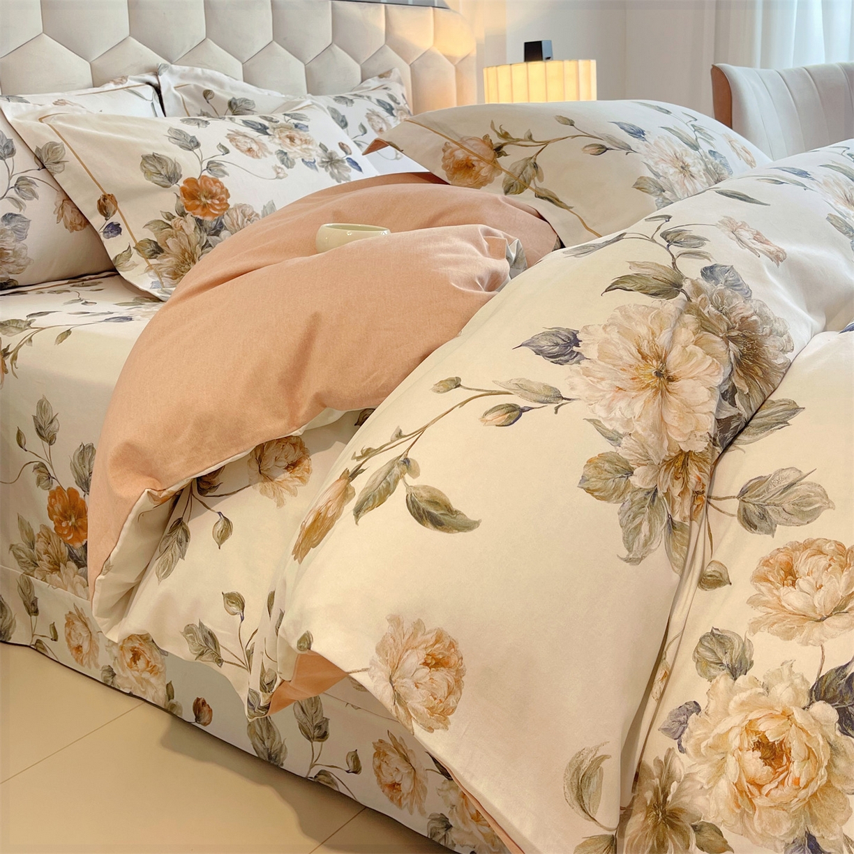 91家纺网 家纺一手货源 找家纺 宝齐莱家纺 2025新款全棉磨毛印花床单四件套-系列二 国色天香