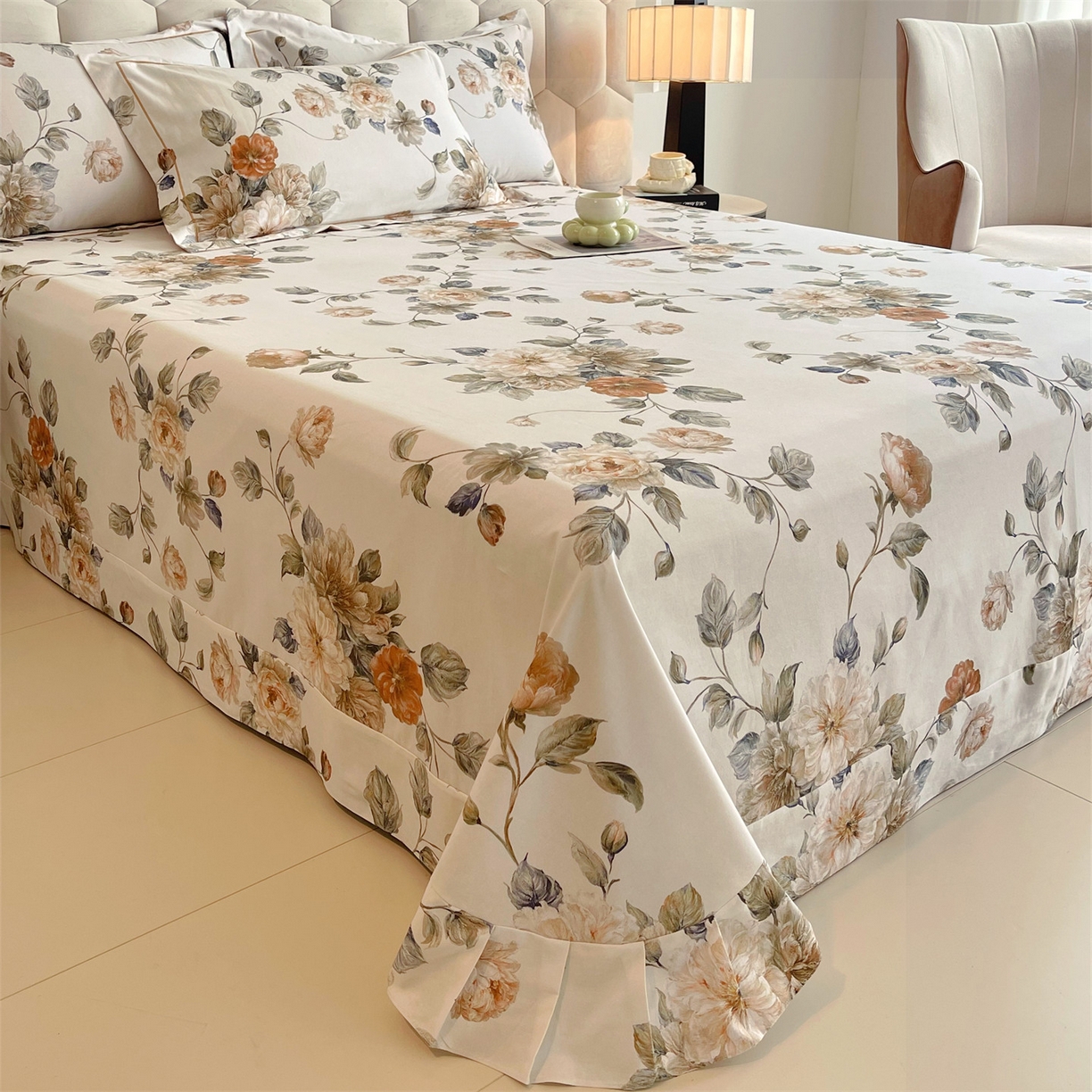 91家纺网 家纺一手货源 找家纺 宝齐莱家纺 2025新款全棉磨毛印花床单四件套-系列二 国色天香