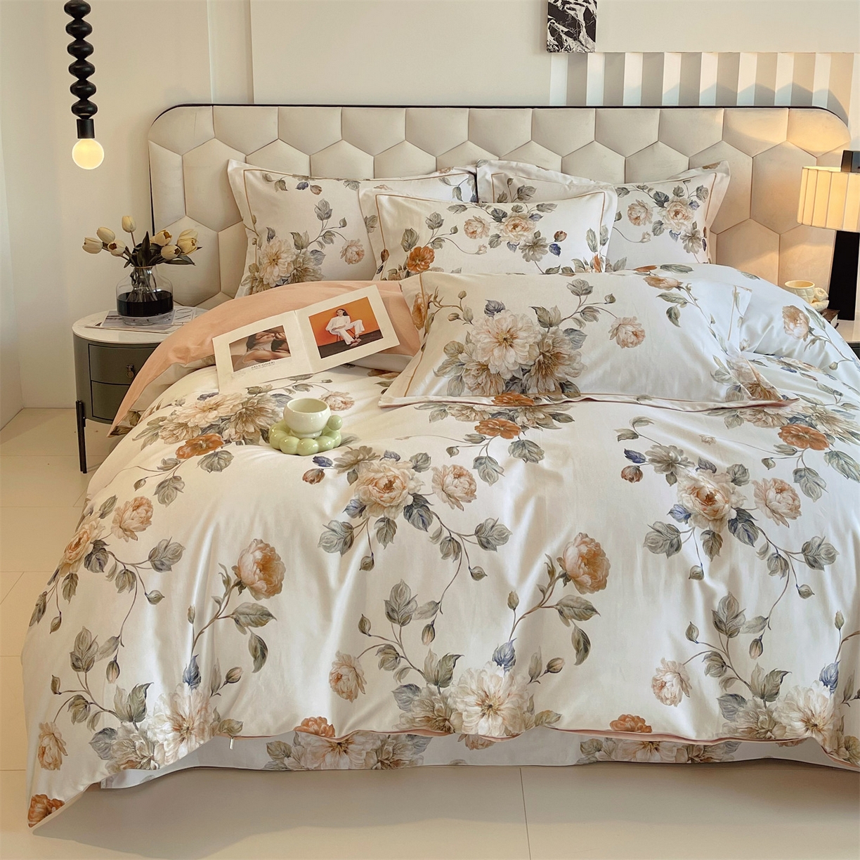 91家纺网 家纺一手货源 找家纺 宝齐莱家纺 2025新款全棉磨毛印花床单四件套-系列二 国色天香