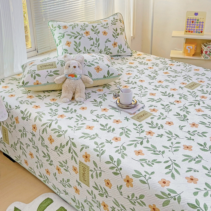 91家纺网 家纺一手货源 找家纺 羽爱家纺 2025新款A类全棉印花水洗床盖三件套系列 清新