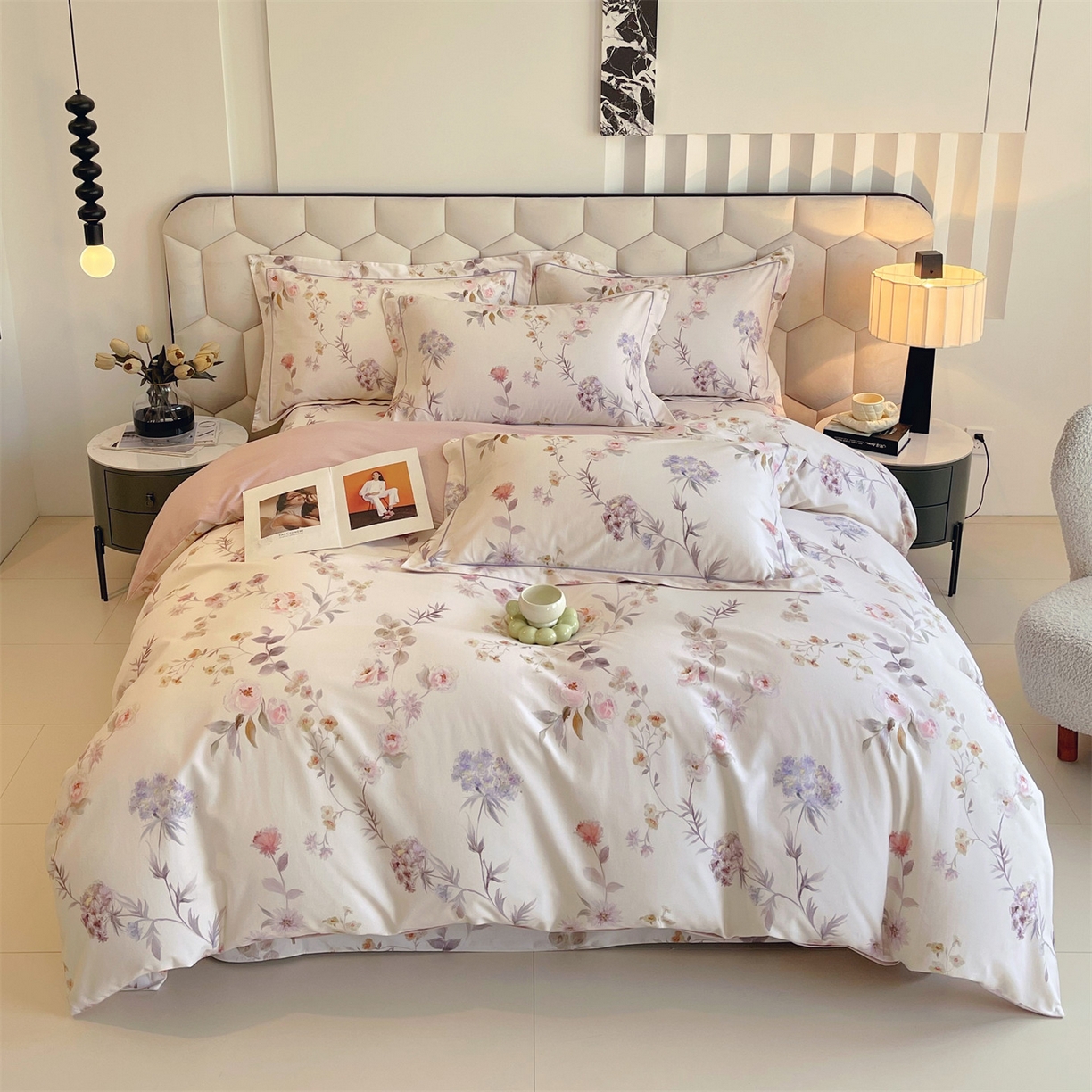 宝齐莱家纺 2025新款全棉磨毛印花床单四件套-系列二 花前月下