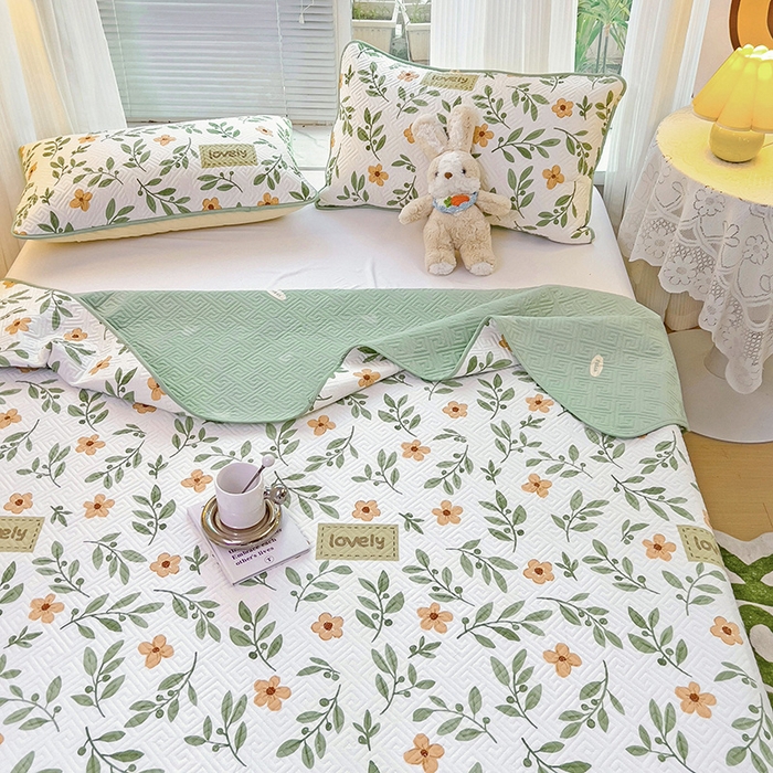 91家纺网 家纺一手货源 找家纺 羽爱家纺 2025新款A类全棉印花水洗床盖三件套系列 清新