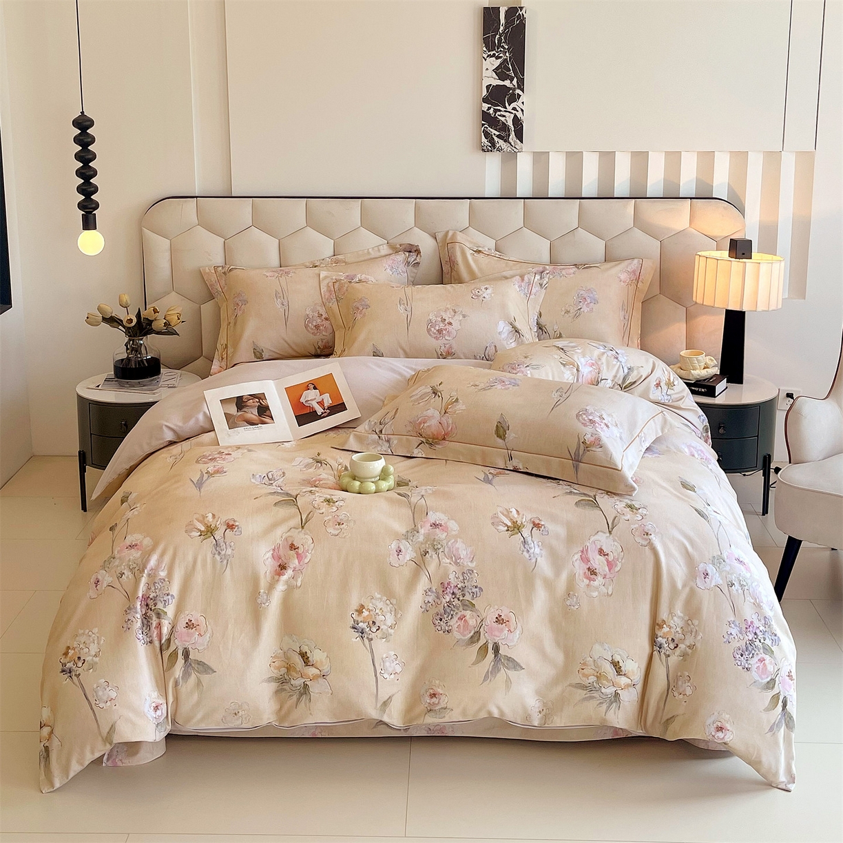 宝齐莱家纺 2025新款全棉磨毛印花床单四件套-系列二 美艳动人