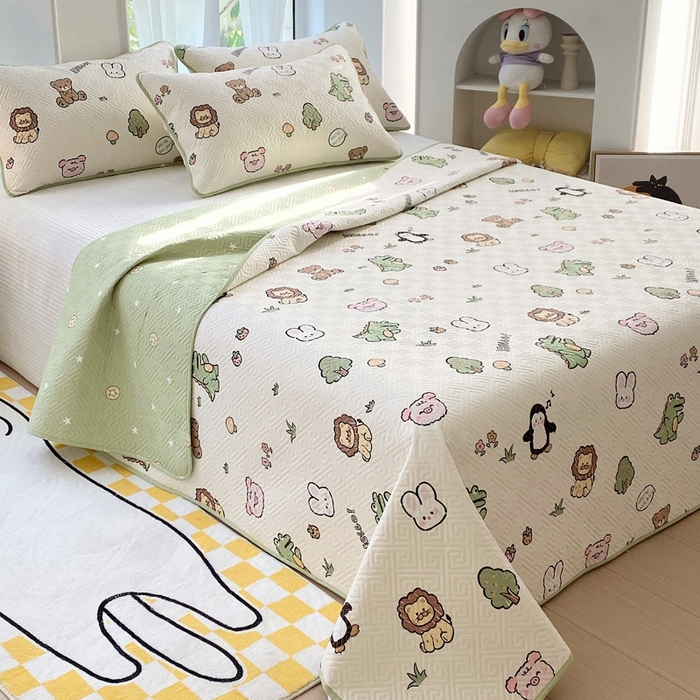 91家纺网 家纺一手货源 找家纺 羽爱家纺 2025新款A类全棉印花水洗床盖三件套系列 森林派对