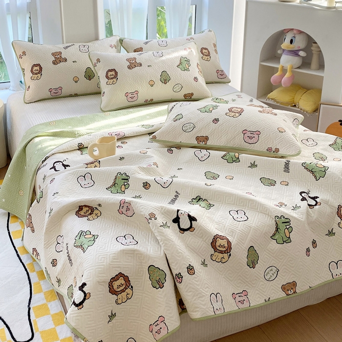 91家纺网 家纺一手货源 找家纺 羽爱家纺 2025新款A类全棉印花水洗床盖三件套系列 森林派对