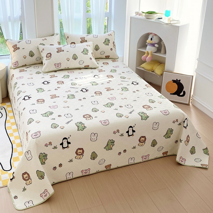 91家纺网 家纺一手货源 找家纺 羽爱家纺 2025新款A类全棉印花水洗床盖三件套系列 森林派对