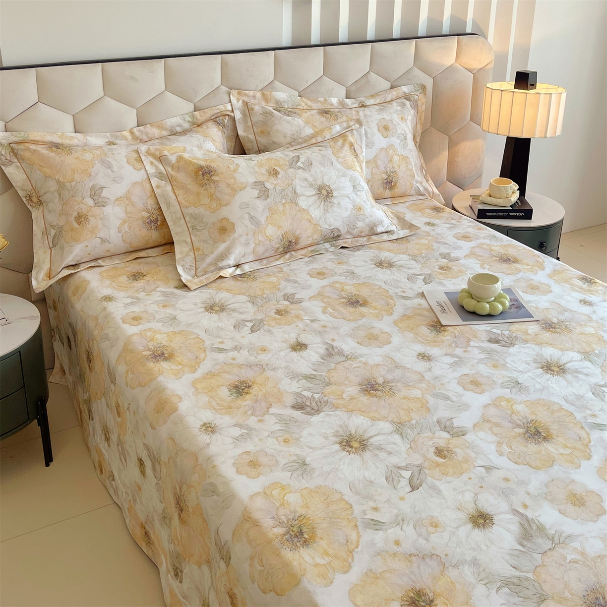 91家纺网 家纺一手货源 找家纺 宝齐莱家纺 2025新款全棉磨毛印花床单四件套-系列二 普罗旺斯