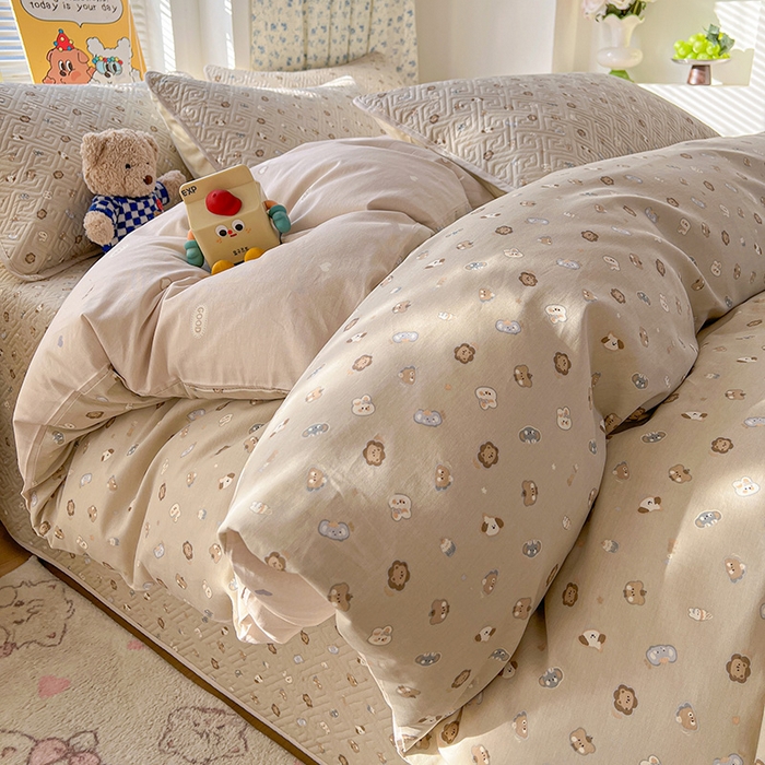 91家纺网 家纺一手货源 找家纺 羽爱家纺 2025新款A类全棉印花水洗床盖三件套系列 童话