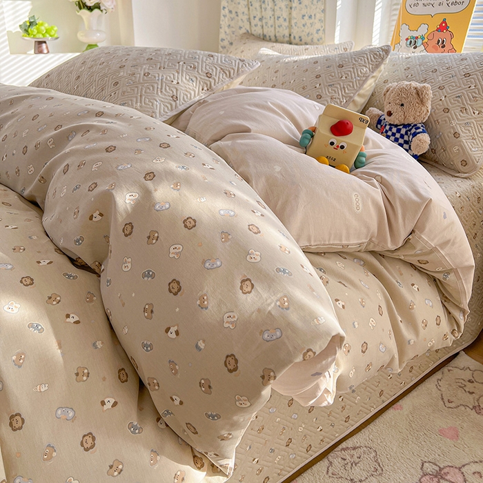 91家纺网 家纺一手货源 找家纺 羽爱家纺 2025新款A类全棉印花水洗床盖三件套系列 童话