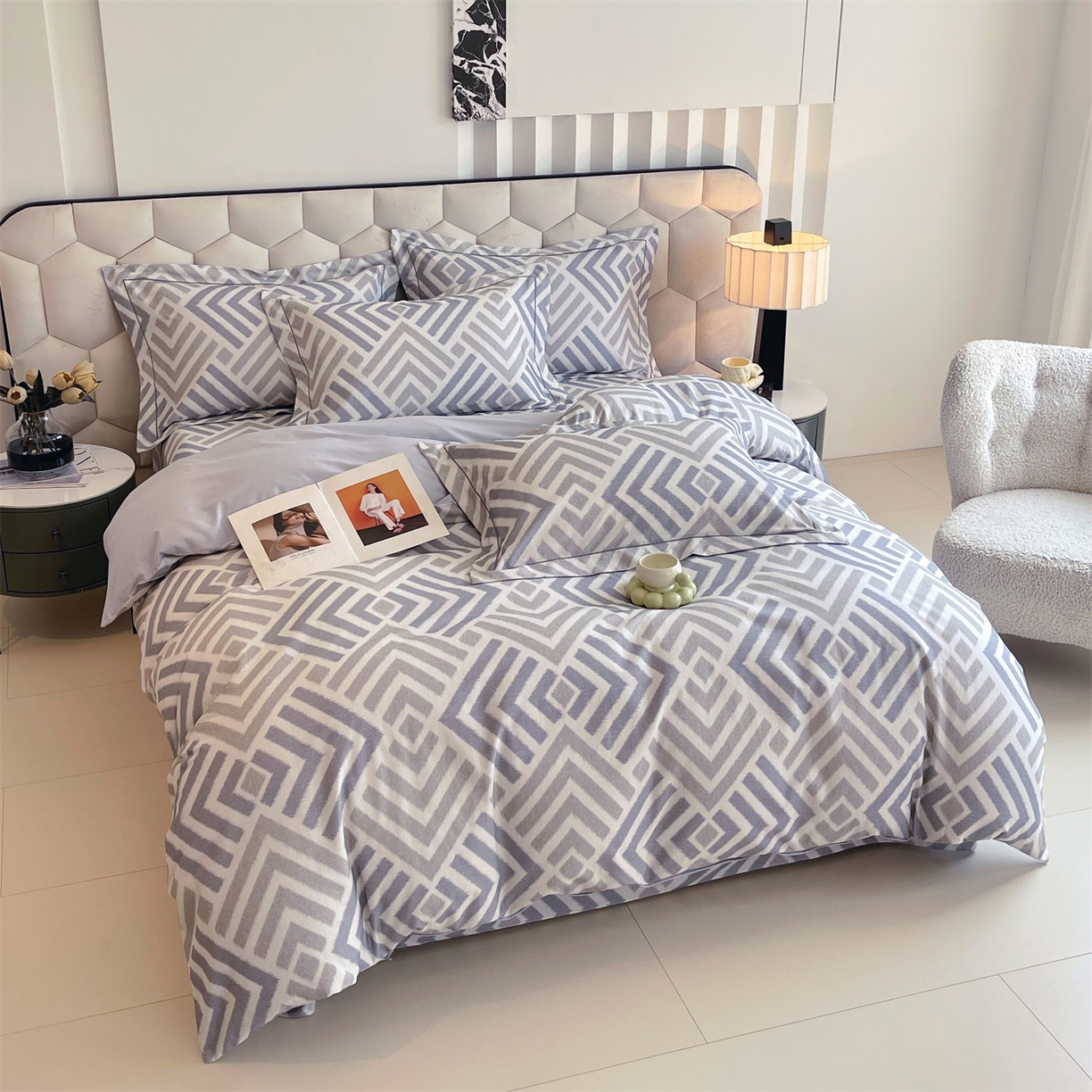 91家纺网 家纺一手货源 找家纺 宝齐莱家纺 2025新款全棉磨毛印花床单四件套-系列二 时光印记