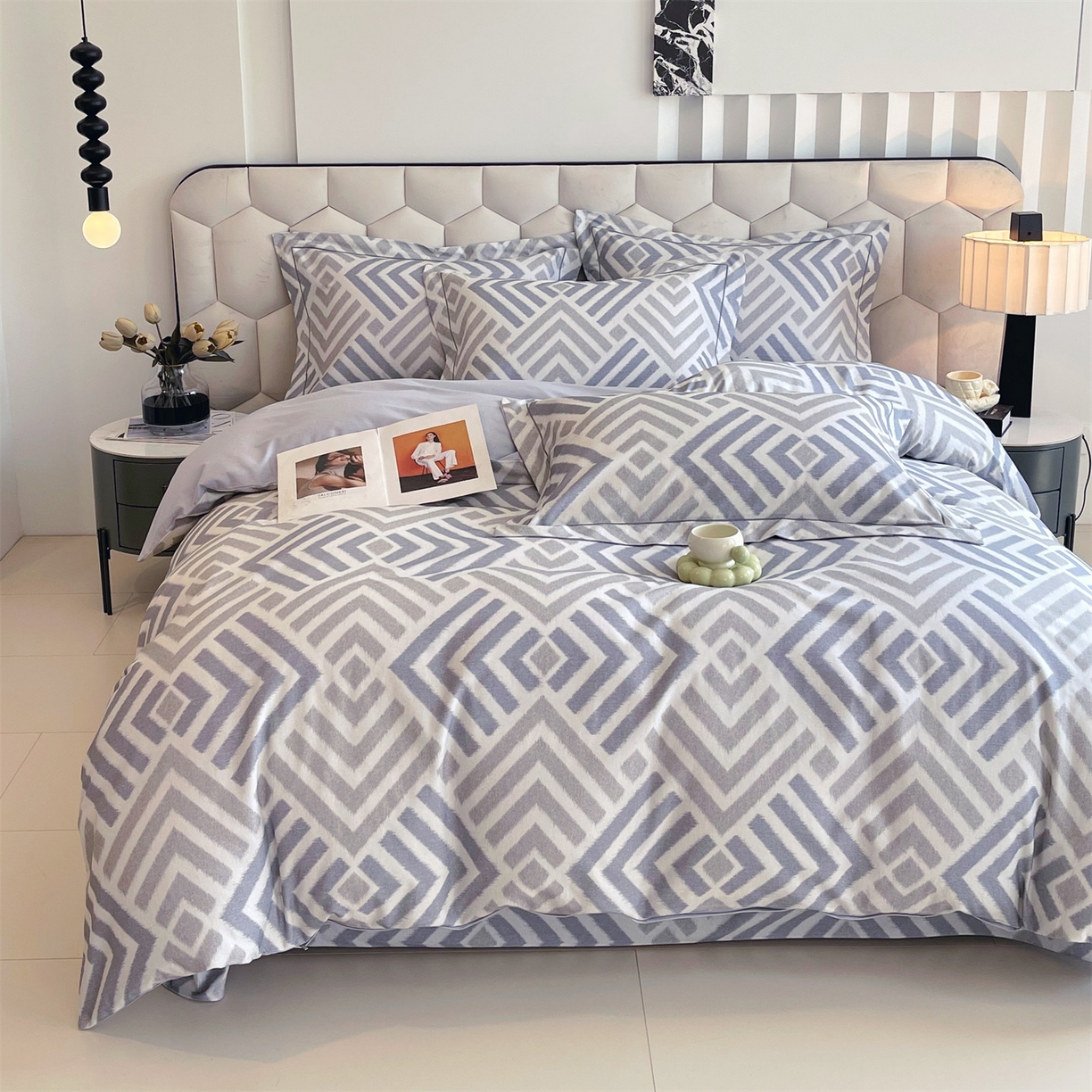 91家纺网 家纺一手货源 找家纺 宝齐莱家纺 2025新款全棉磨毛印花床单四件套-系列二 时光印记