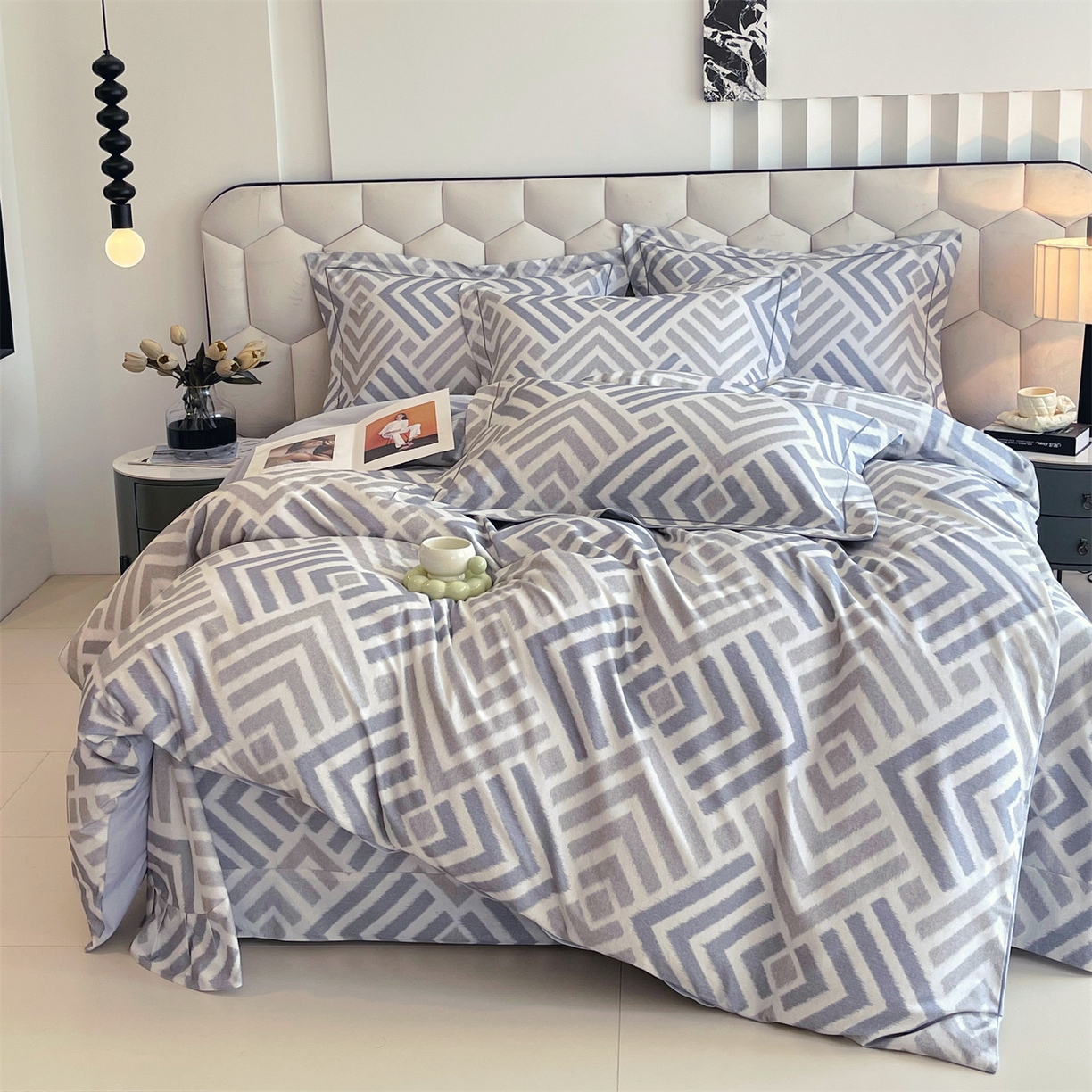 91家纺网 家纺一手货源 找家纺 宝齐莱家纺 2025新款全棉磨毛印花床单四件套-系列二 时光印记