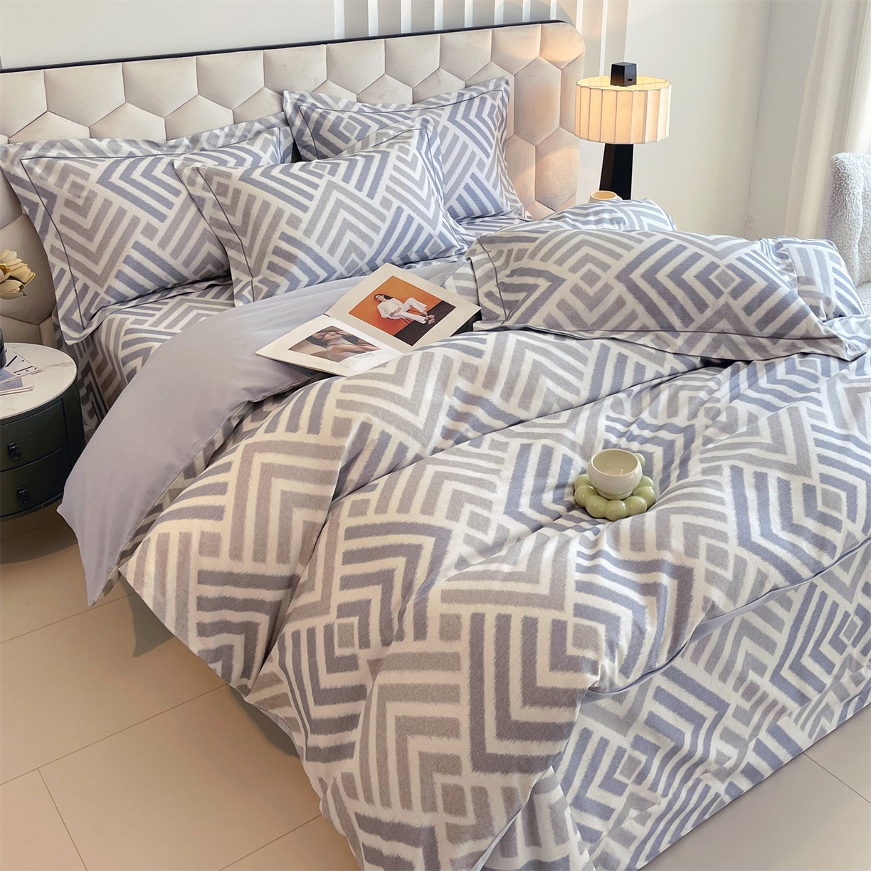 91家纺网 家纺一手货源 找家纺 宝齐莱家纺 2025新款全棉磨毛印花床单四件套-系列二 时光印记