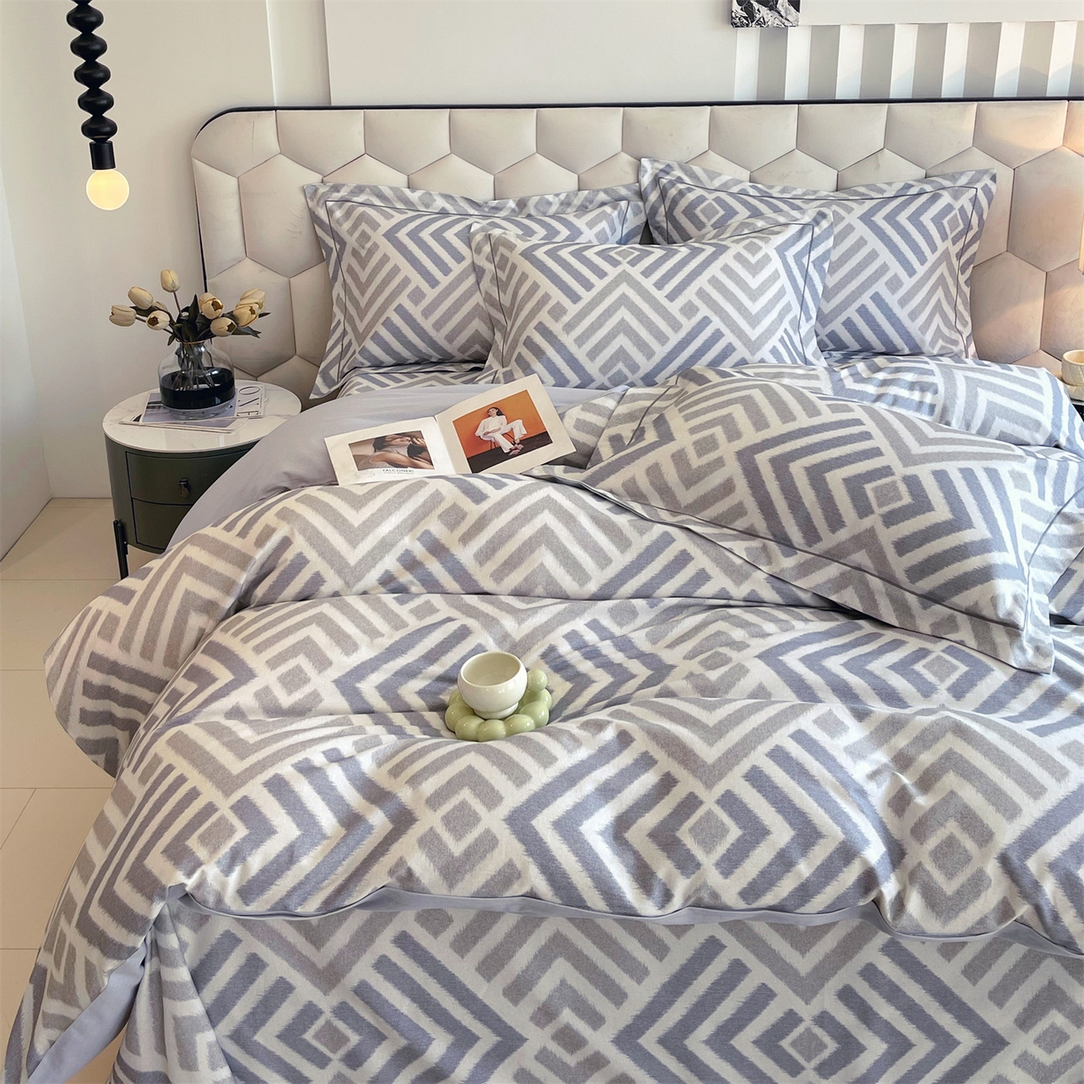 91家纺网 家纺一手货源 找家纺 宝齐莱家纺 2025新款全棉磨毛印花床单四件套-系列二 时光印记