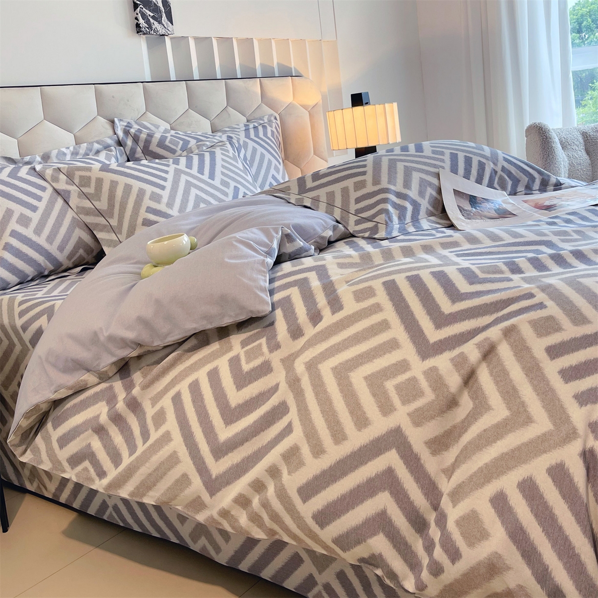 91家纺网 家纺一手货源 找家纺 宝齐莱家纺 2025新款全棉磨毛印花床单四件套-系列二 时光印记