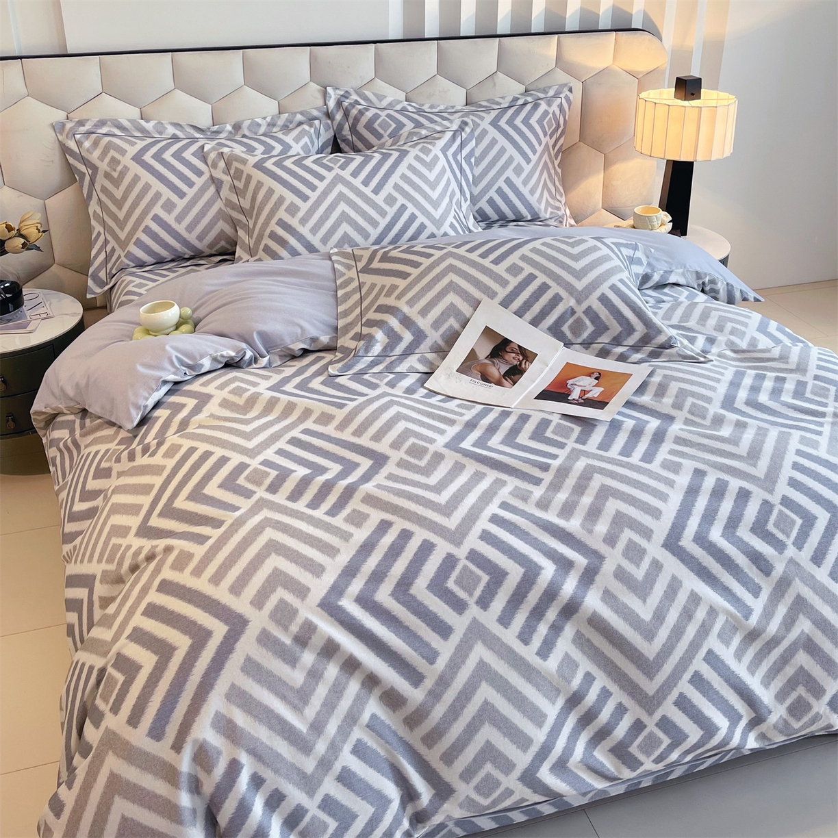 91家纺网 家纺一手货源 找家纺 宝齐莱家纺 2025新款全棉磨毛印花床单四件套-系列二 时光印记