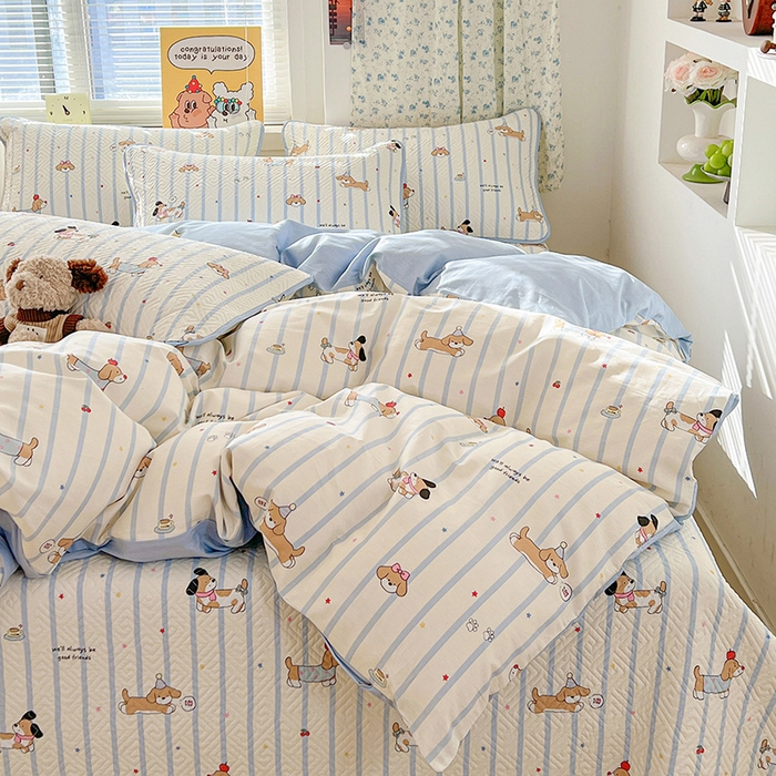 91家纺网 家纺一手货源 找家纺 羽爱家纺 2025新款A类全棉印花水洗床盖三件套系列 童年