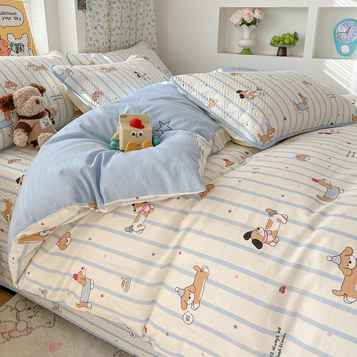 91家纺网 家纺一手货源 找家纺 羽爱家纺 2025新款A类全棉印花水洗床盖三件套系列 童年