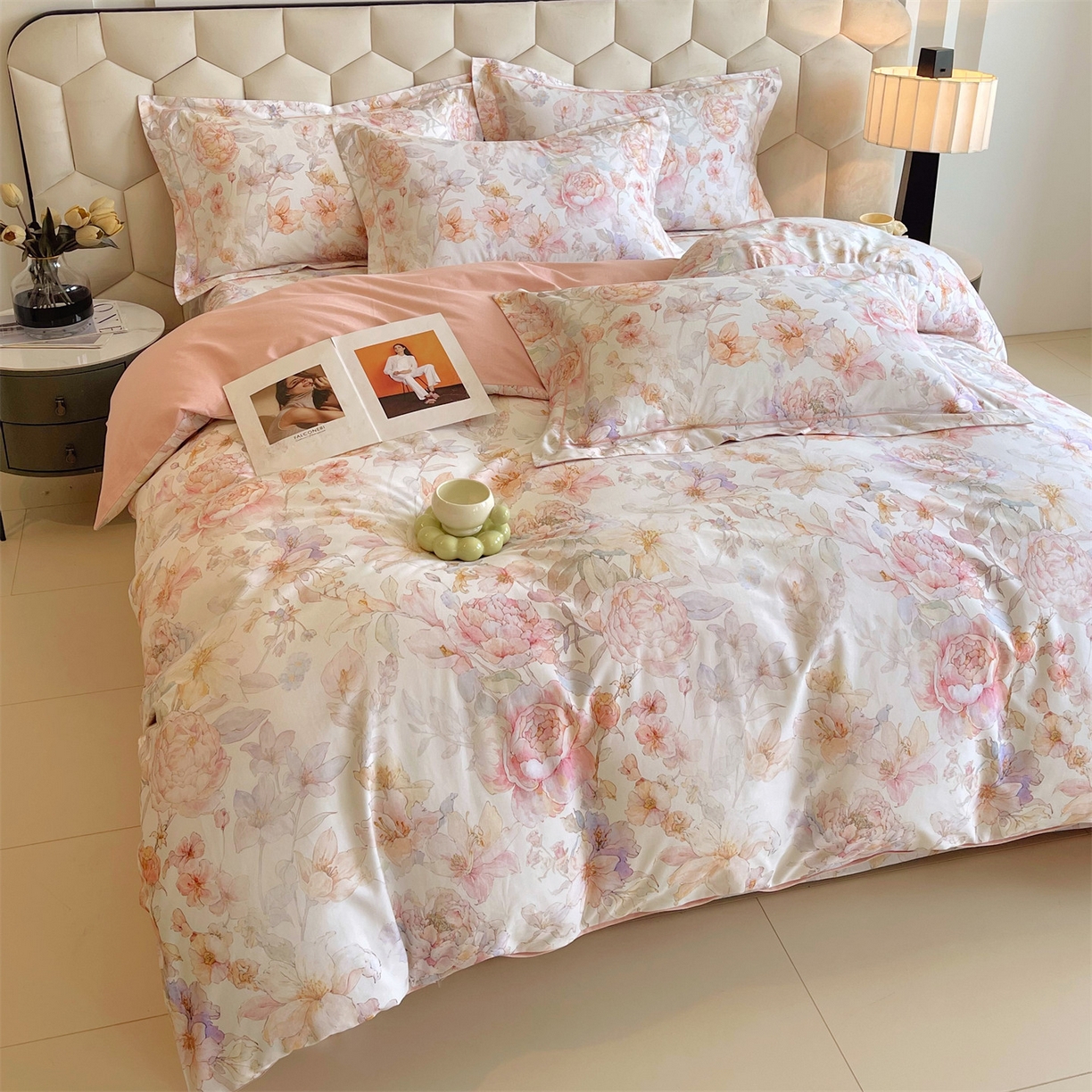 91家纺网 家纺一手货源 找家纺 宝齐莱家纺 2025新款全棉磨毛印花床单四件套-系列二 似水柔情