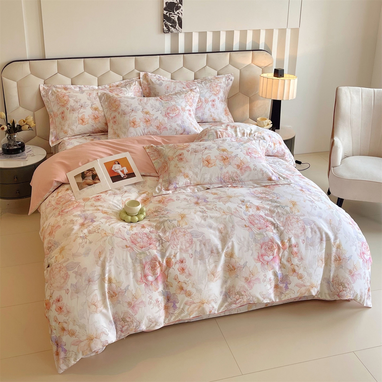 91家纺网 家纺一手货源 找家纺 宝齐莱家纺 2025新款全棉磨毛印花床单四件套-系列二 似水柔情