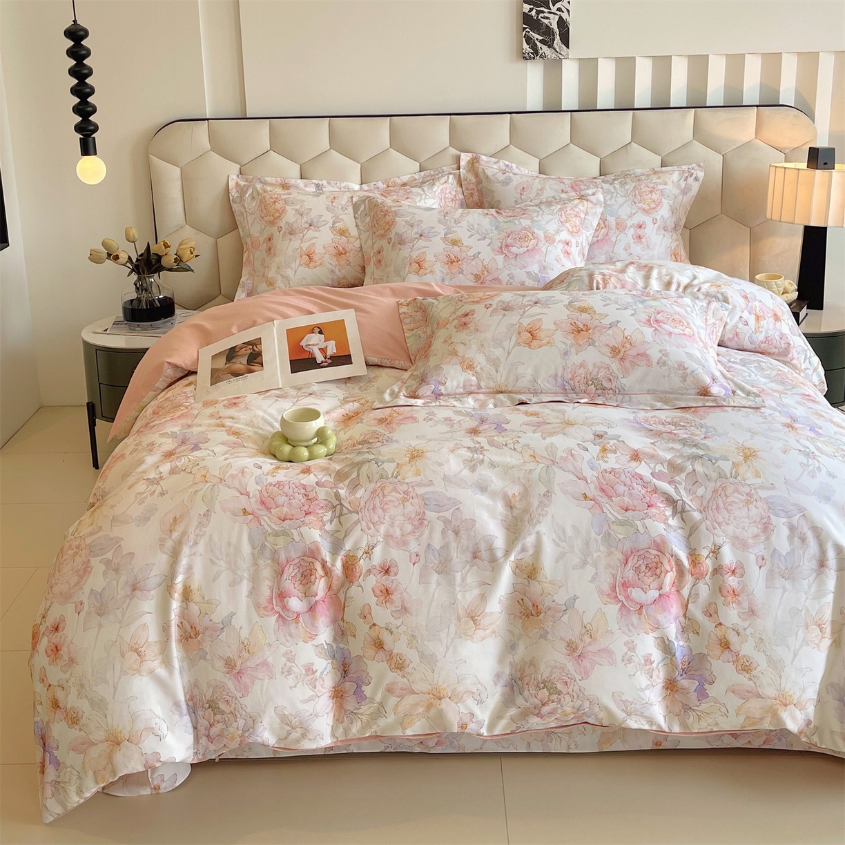 91家纺网 家纺一手货源 找家纺 宝齐莱家纺 2025新款全棉磨毛印花床单四件套-系列二 似水柔情