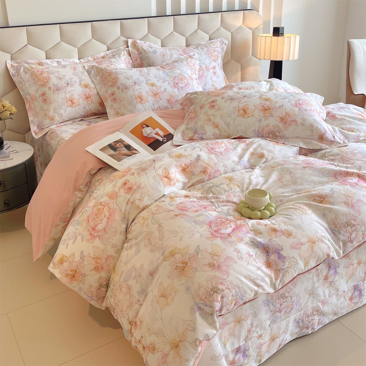 91家纺网 家纺一手货源 找家纺 宝齐莱家纺 2025新款全棉磨毛印花床单四件套-系列二 似水柔情