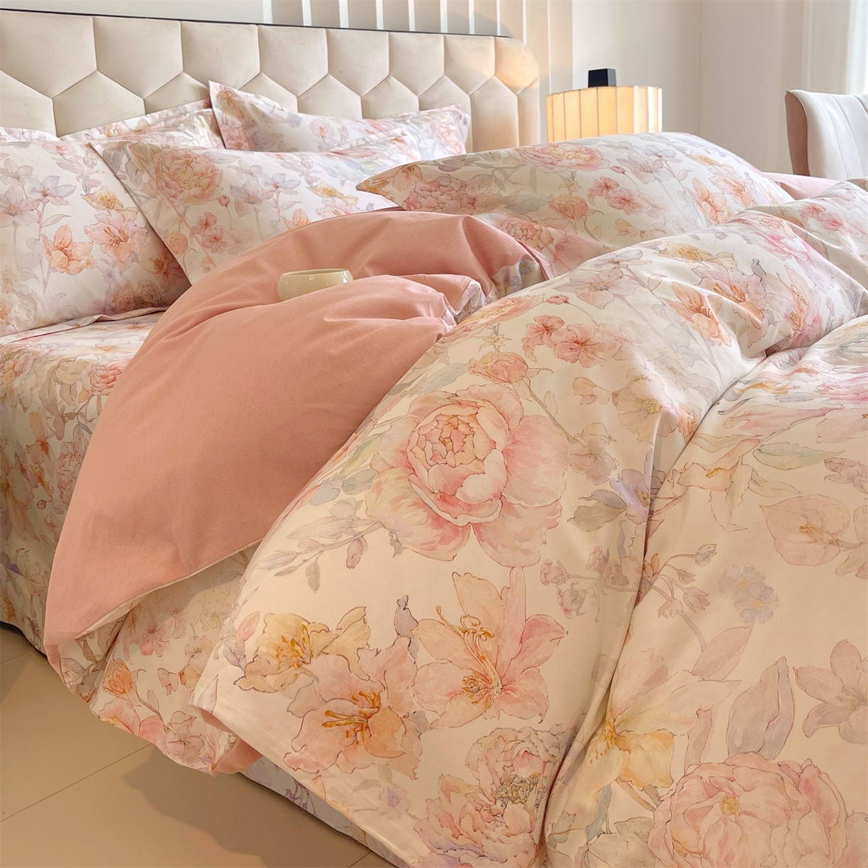 91家纺网 家纺一手货源 找家纺 宝齐莱家纺 2025新款全棉磨毛印花床单四件套-系列二 似水柔情