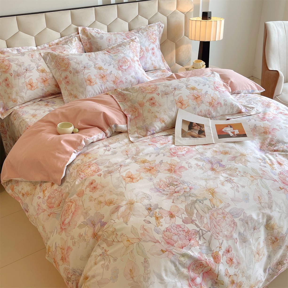 91家纺网 家纺一手货源 找家纺 宝齐莱家纺 2025新款全棉磨毛印花床单四件套-系列二 似水柔情