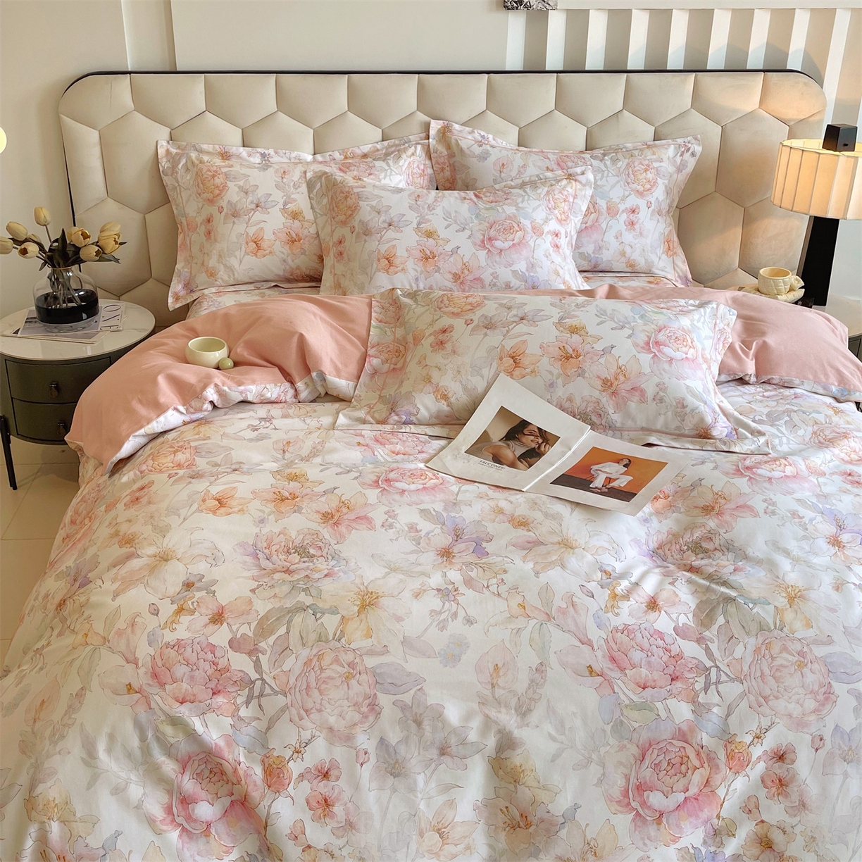 91家纺网 家纺一手货源 找家纺 宝齐莱家纺 2025新款全棉磨毛印花床单四件套-系列二 似水柔情