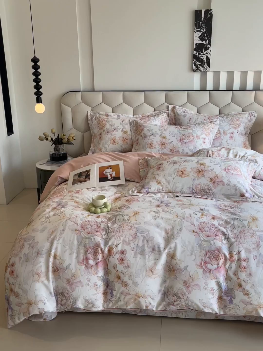 91家纺网 家纺一手货源 找家纺 宝齐莱家纺 2025新款全棉磨毛印花床单四件套-系列二 似水柔情