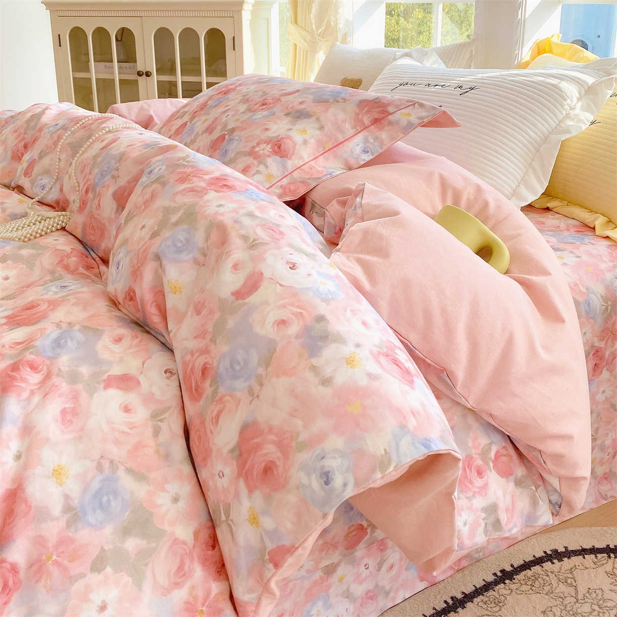 91家纺网 家纺一手货源 找家纺 宝齐莱家纺 2025新款全棉磨毛印花床单四件套-系列二 甜梦